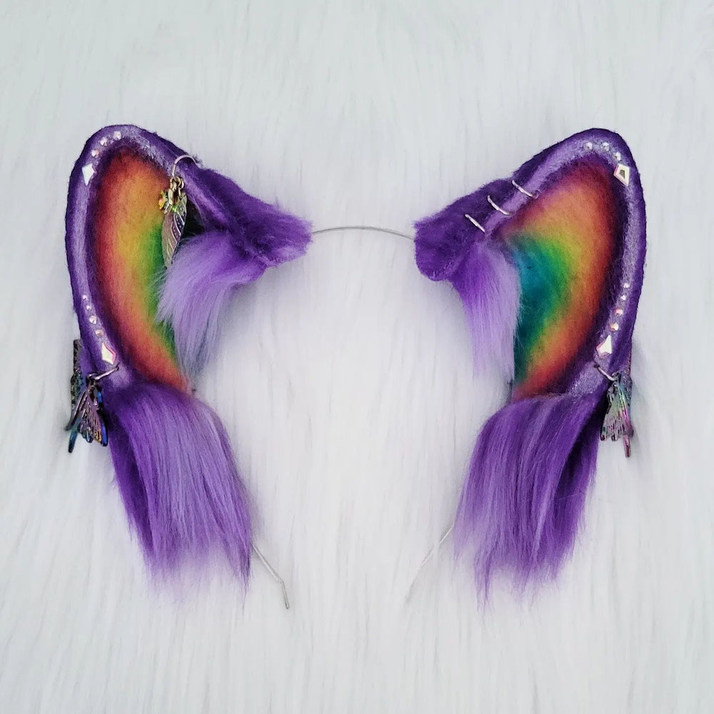 Headband Ears - Rainbow & Purple Kitten