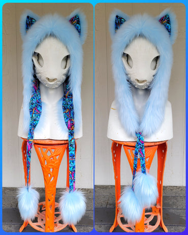 Sky Blue Stitch Fox (Half Hood/Size Small)