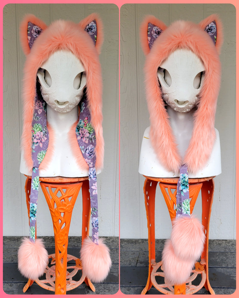 Peachy Sassy Succulent Fox (Half Hood/Size Small)