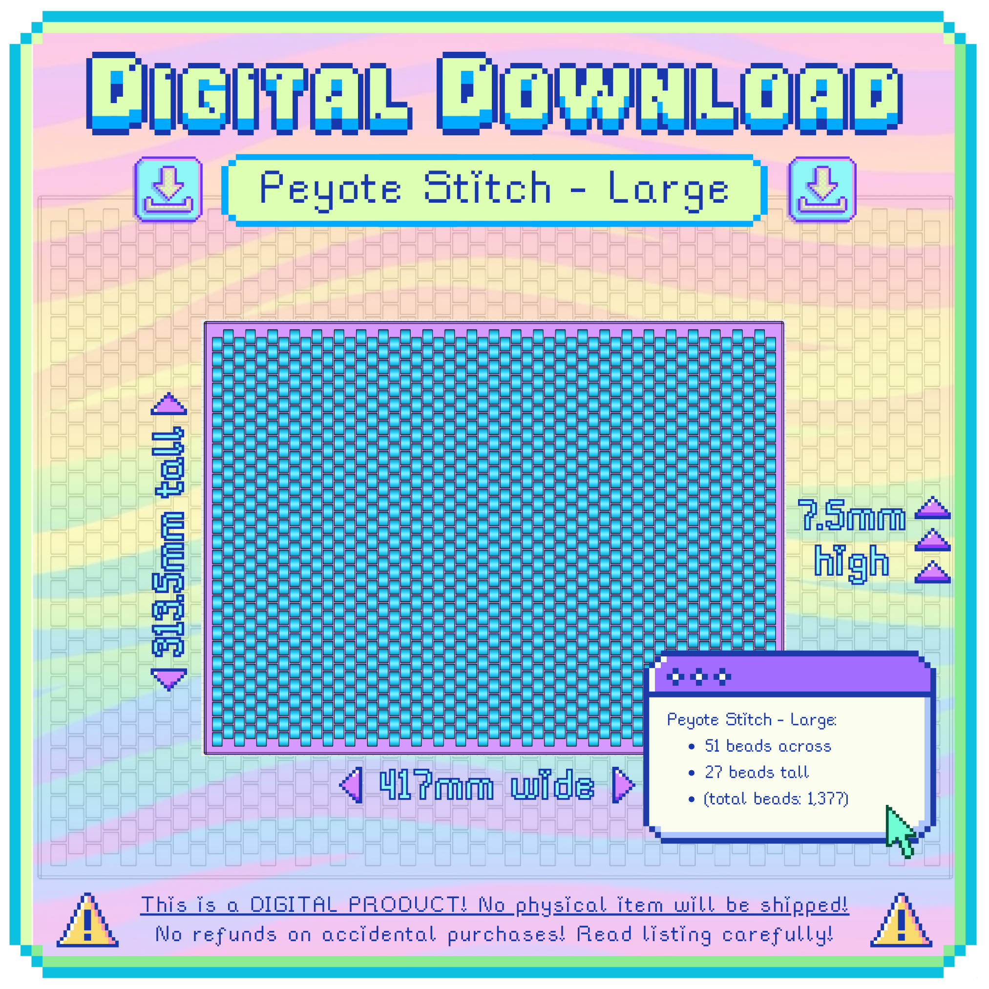3D Model: Peyote Stitch, LARGE (Digital Download)