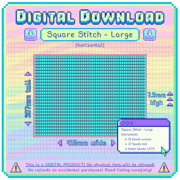 3D Model: Square Stitch, Horizontal, LARGE (Digital Download)