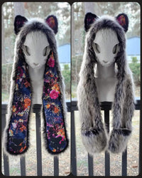 Make an Offer! Mystic Floral Grey Wolf Full Hood (Small)