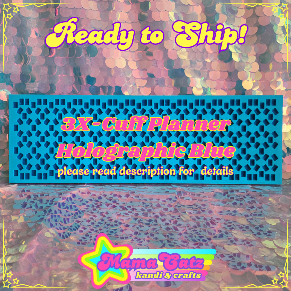 Ready to Ship! Holographic 3X-Base Stitch Kandi Planner (Light & Dark Blue)