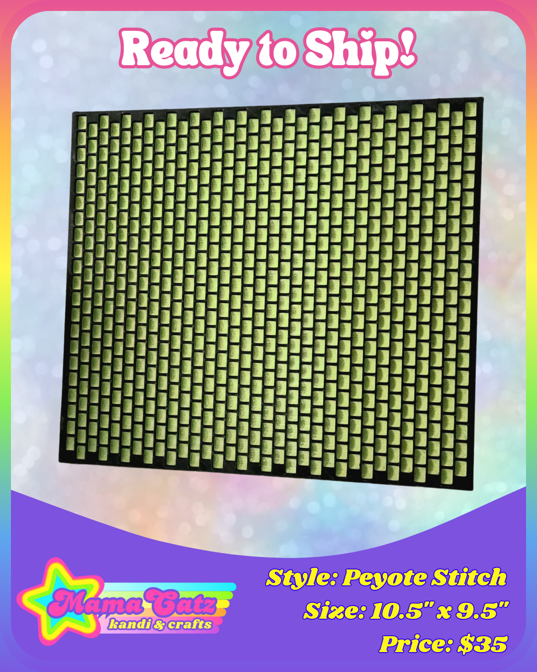 Peyote Stitch (Original Size) Olive Green & Night Black