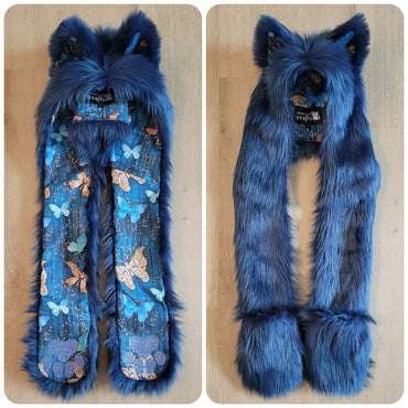 "Butterfly Blue Dream Wolf" DARK BLUE! Full Hood! Available TODAY, 4/11/22