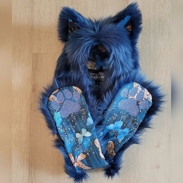 "Butterfly Blue Dream Wolf" DARK BLUE! Full Hood! Available TODAY, 4/11/22