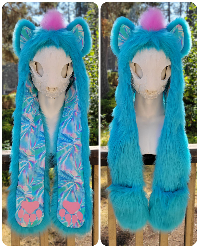 "Shattered Glass Hyena" Full Hood, Size SMALL, Available 9/1/22, 4pm PST!