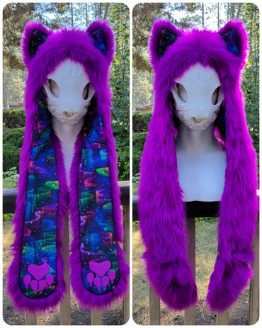 "Aurora Wolf - Grape" Full Hood, Size LARGE, Available 9/1/22, 4pm PST!
