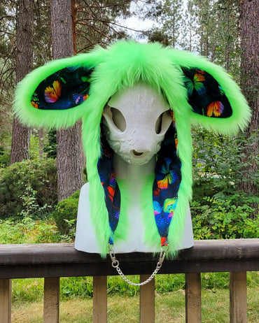 "UV Green Butterfly Bunny" Half Hoods, Available 8/10/22, 4pm PST!