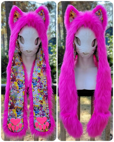 "Lisa Frank Fox - Pink" Full Hoods, Sizes SMALL & LARGE, Available 9/7/22, 4pm PST!